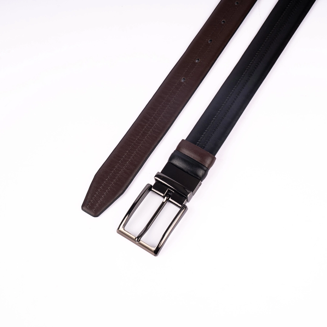 Reno Leather Moving Belt-Black & Chocolate-Belt015